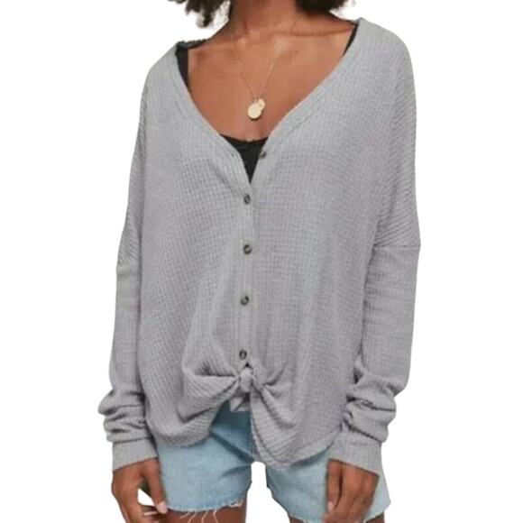 Out From Under Urban Outfitters Gray Jojo Oversized Thermal Lounge Women's XS - Picture 1 of 7